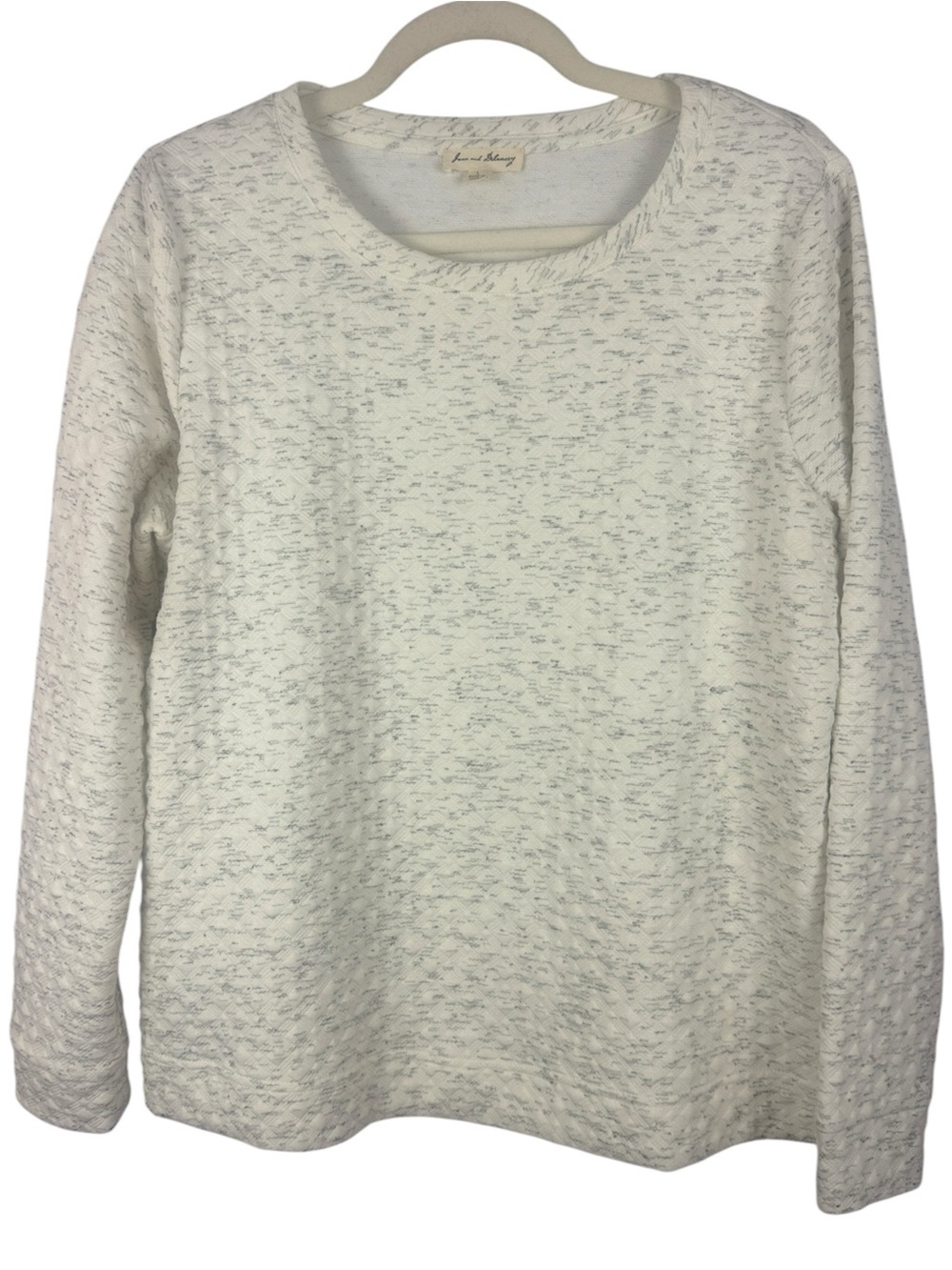 Jane and Delancey Quilted Heather White/Grey Crewneck Sweatshirt - Size L